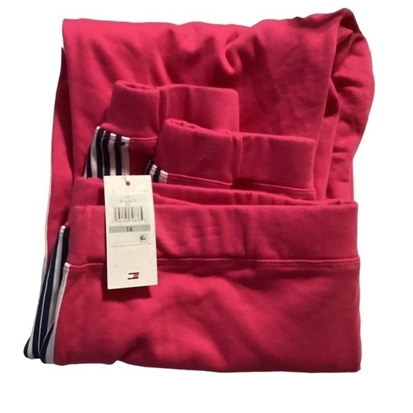 TOMMY HILFIGER SPORT PLUS BOYFRIEND WOMENS STRIPED TERRY CLOTH SWEATPANTS 1X - Picture 2 of 6